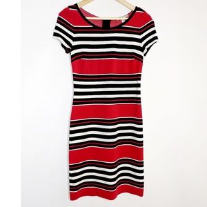 Banana Republic Red Black Striped Dress NWOT